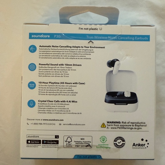 NIB Anker Soundcore P30i Earbuds - Black and White - Picture 3 of 3